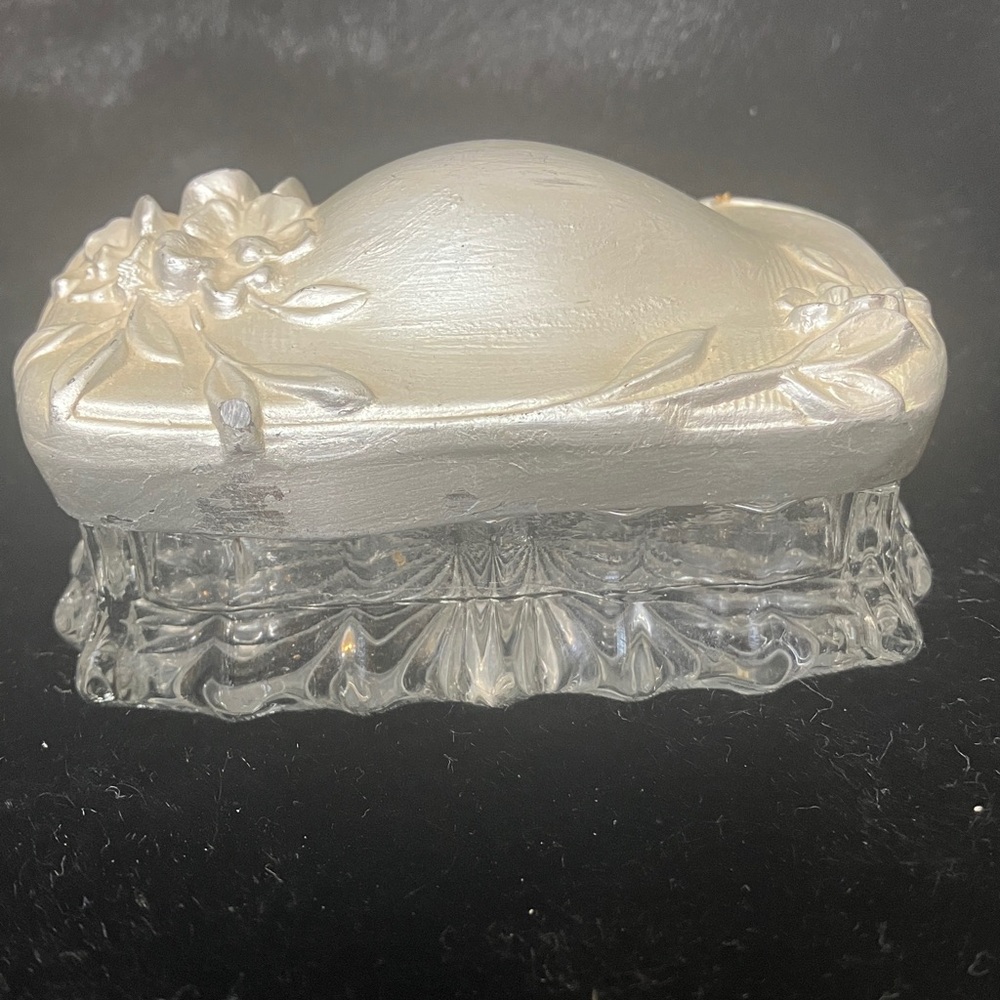 Crystal glass ornate jewelry casket